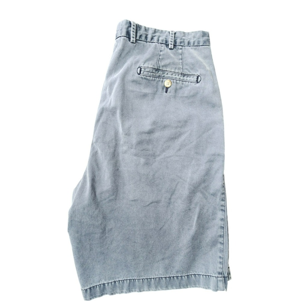 Peter Millar Mens Blue Faded Flat Front Chino Shorts Size 38